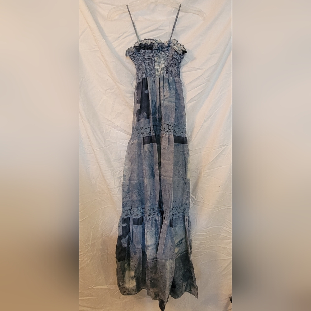 Vintage 60s Denim Dress with Shawl